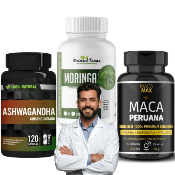 KIT MORINGA, ASHUAGANDHA E MACA PERUANA